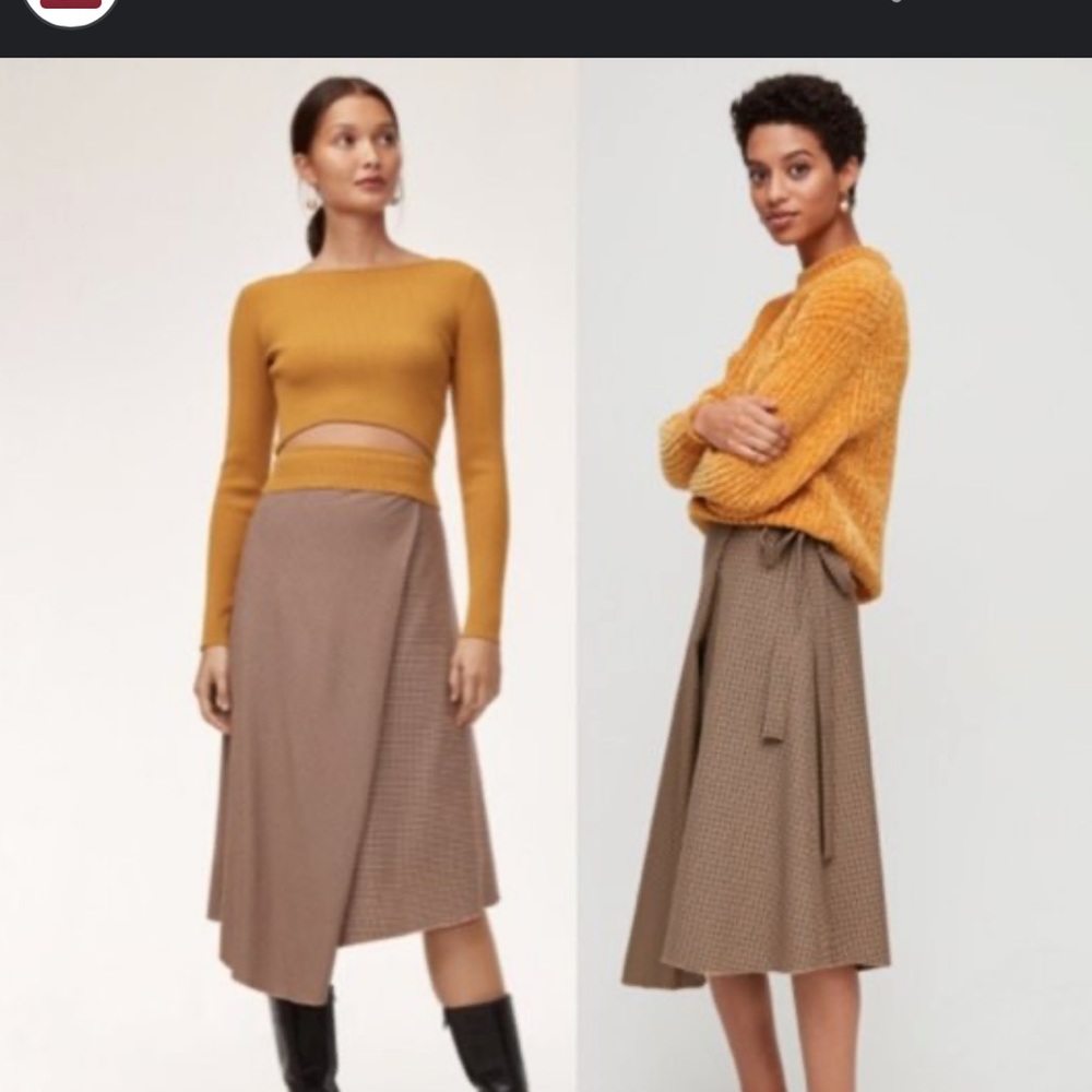 Aritzia Brown Midi Wrap Skirt